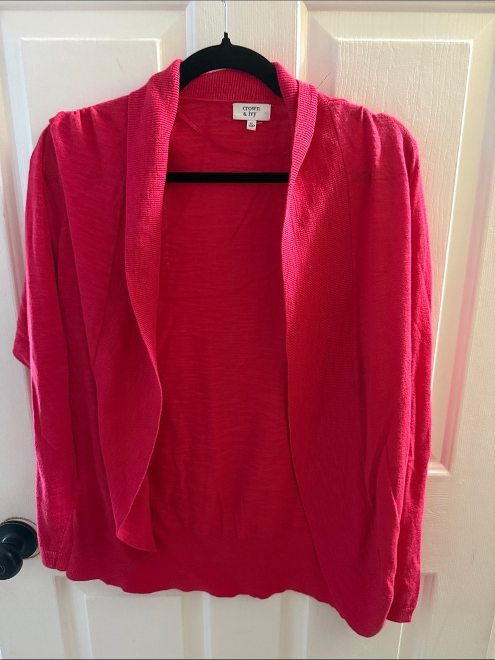 crown & ivy Bright Pink Open-Front Cardigan